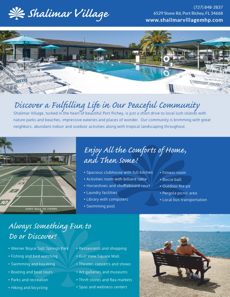 Community Map For Shalimar Village MHC Port Richey Florida