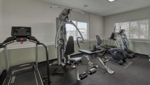 gym with modern exercise machines