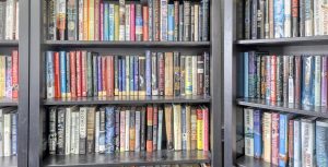 bookshelves full of books